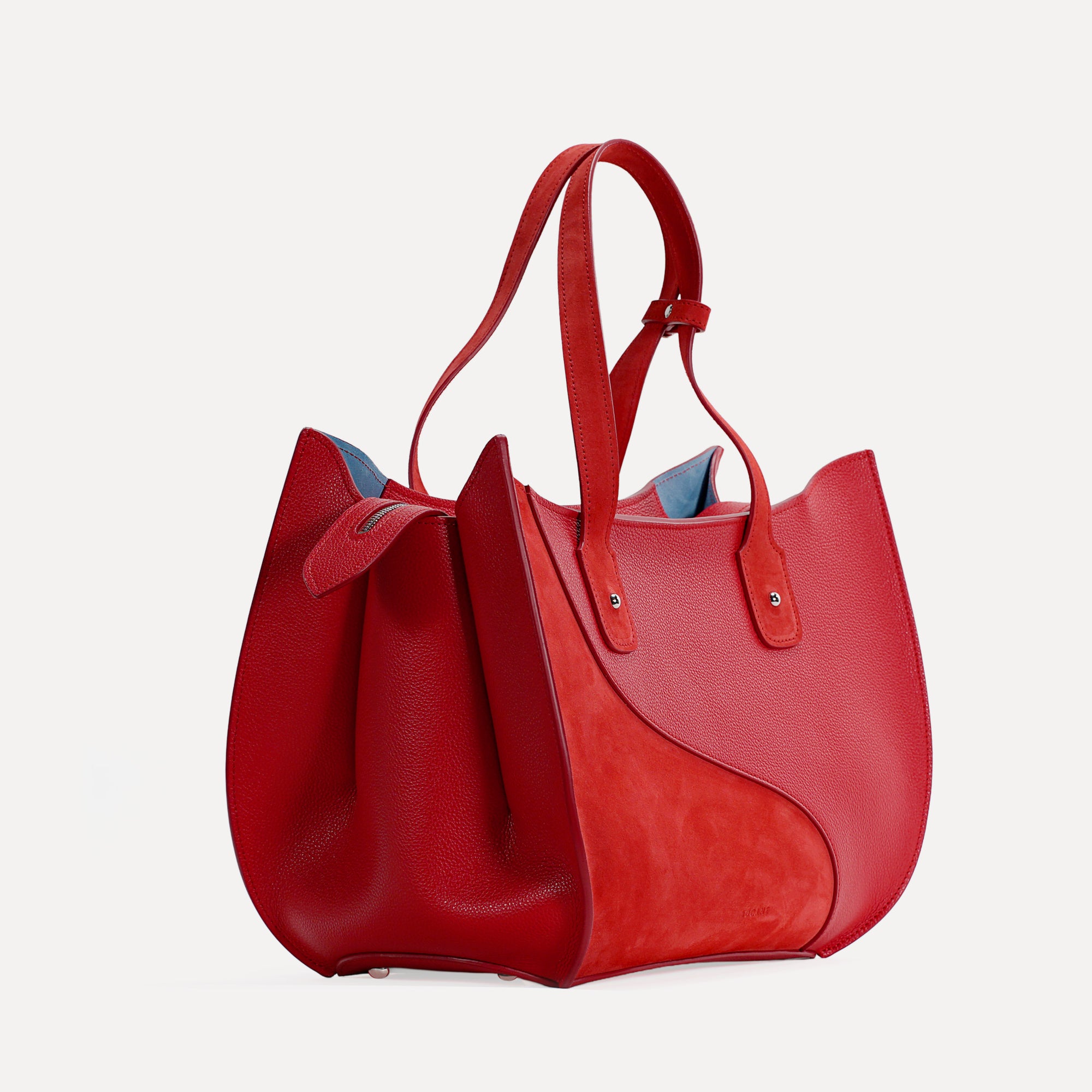 Geanta Ether, Piele Texturata &amp; Piele Intoarsa, Rosu