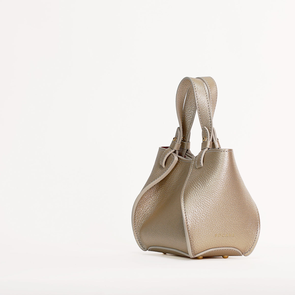 Geanta Amarante Petit, Piele Texturata, Auriu Deschis