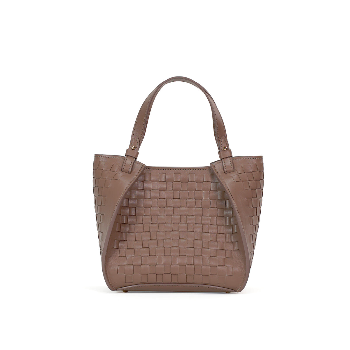 Geanta Amarante Mini Impletita, Piele Nappa, Latte Fondant Rose