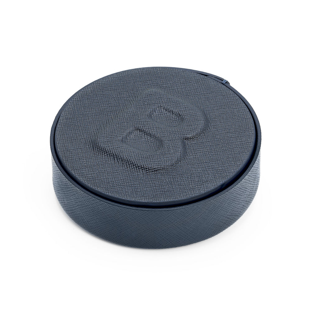 Set 6 Suporturi pentru Pahare in Cutie Eleganta, din Piele Saffiano Albastru-Navy