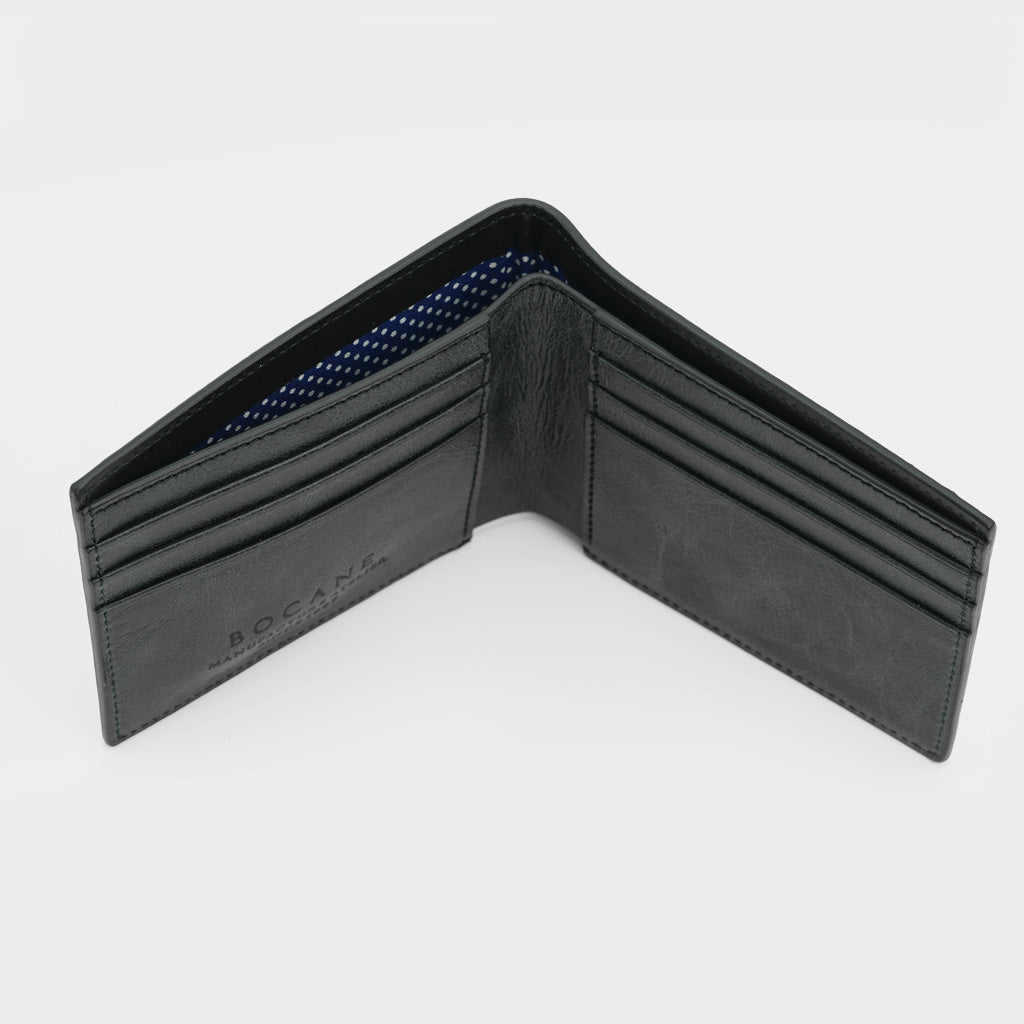 Portofel Slim din Piele Neagra, Aspect Antichizat