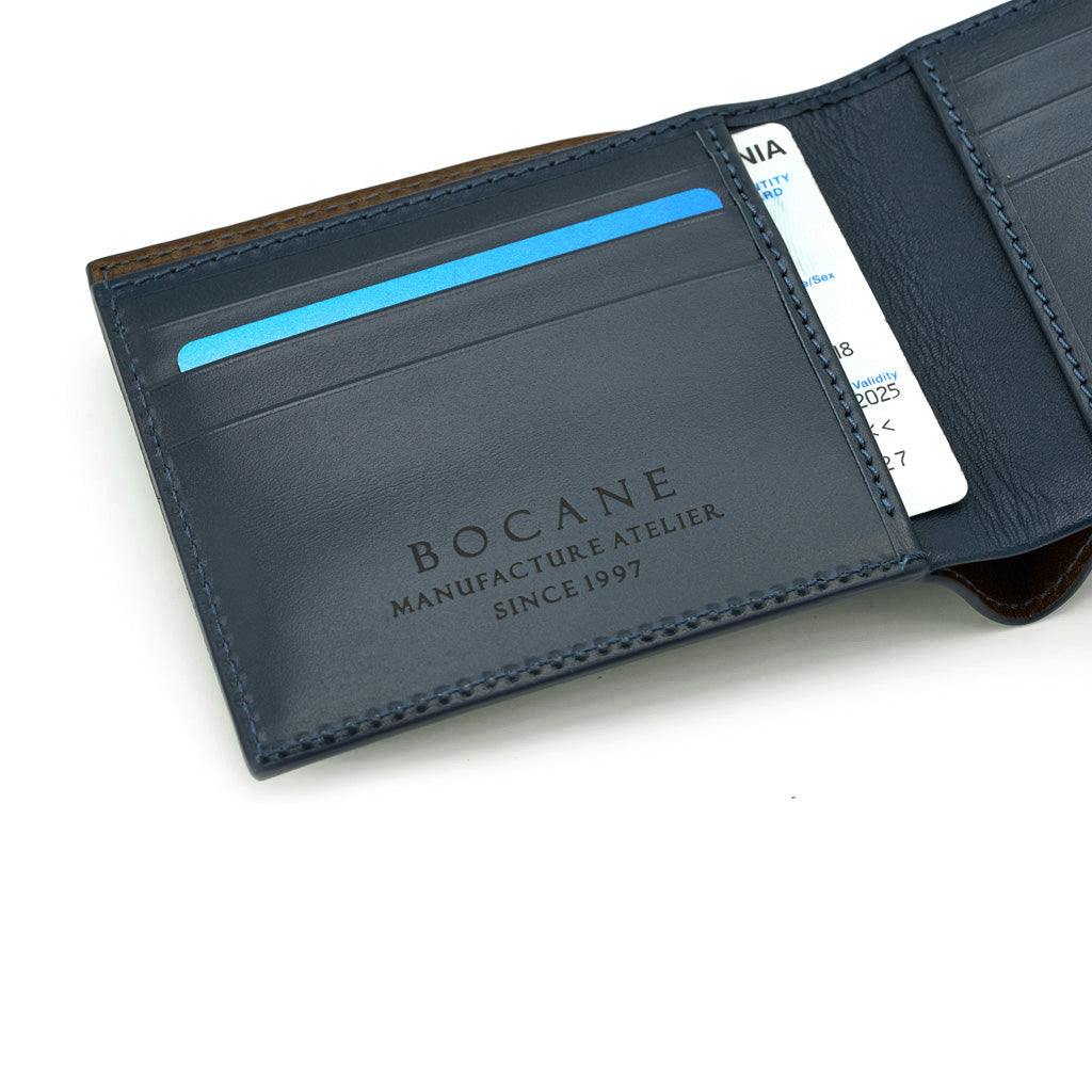 Portofel Slim din Piele Saffiano Albastru-Navy