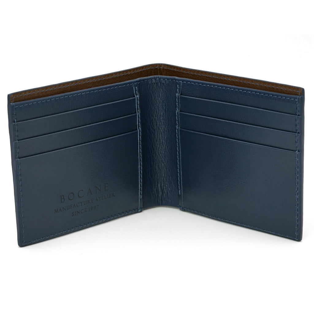 Portofel Slim din Piele Saffiano Albastru-Navy