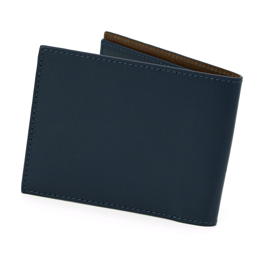 Portofel Slim din Piele Full Grain Albastru Navy