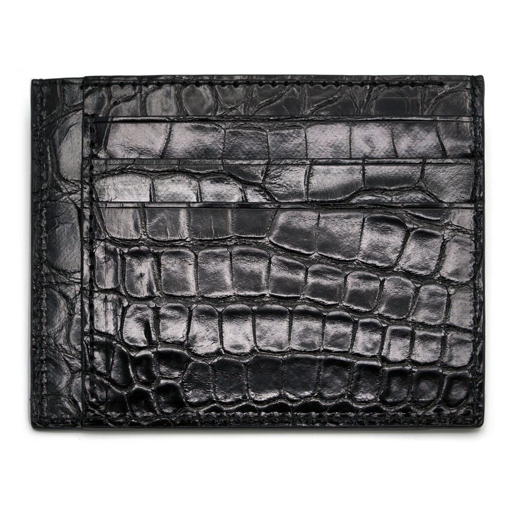 Port-Card cu Piele de Aligator Negru