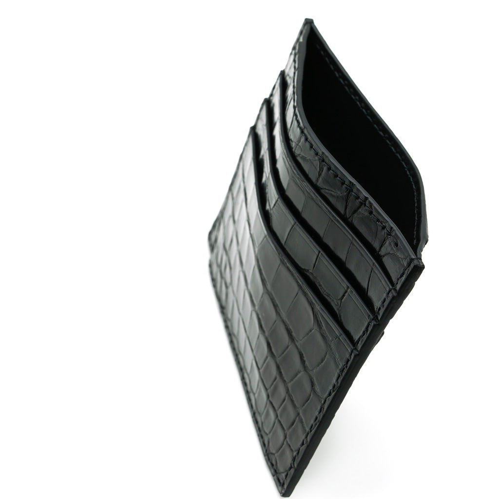 Port-Card cu Piele de Aligator Negru