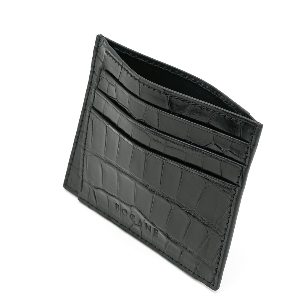 Port-Card cu Piele de Aligator Negru