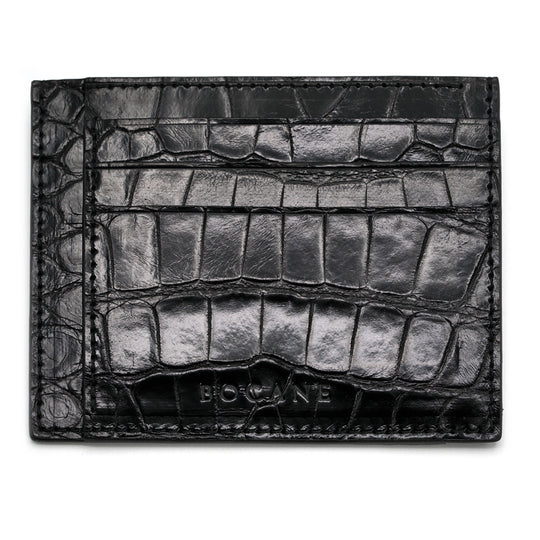 Port-Card cu Piele de Aligator Negru