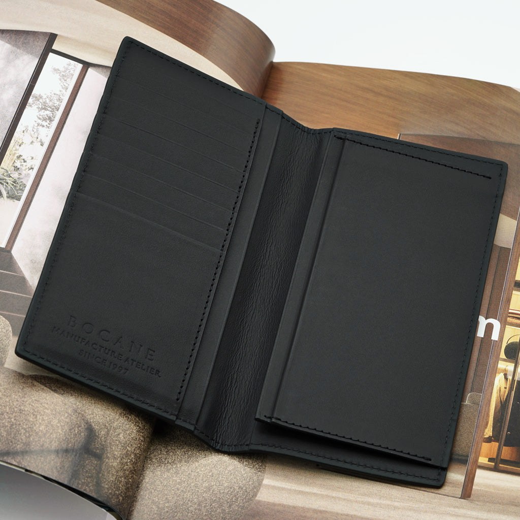 Portofel Inalt din Piele Fina, Negru Mat