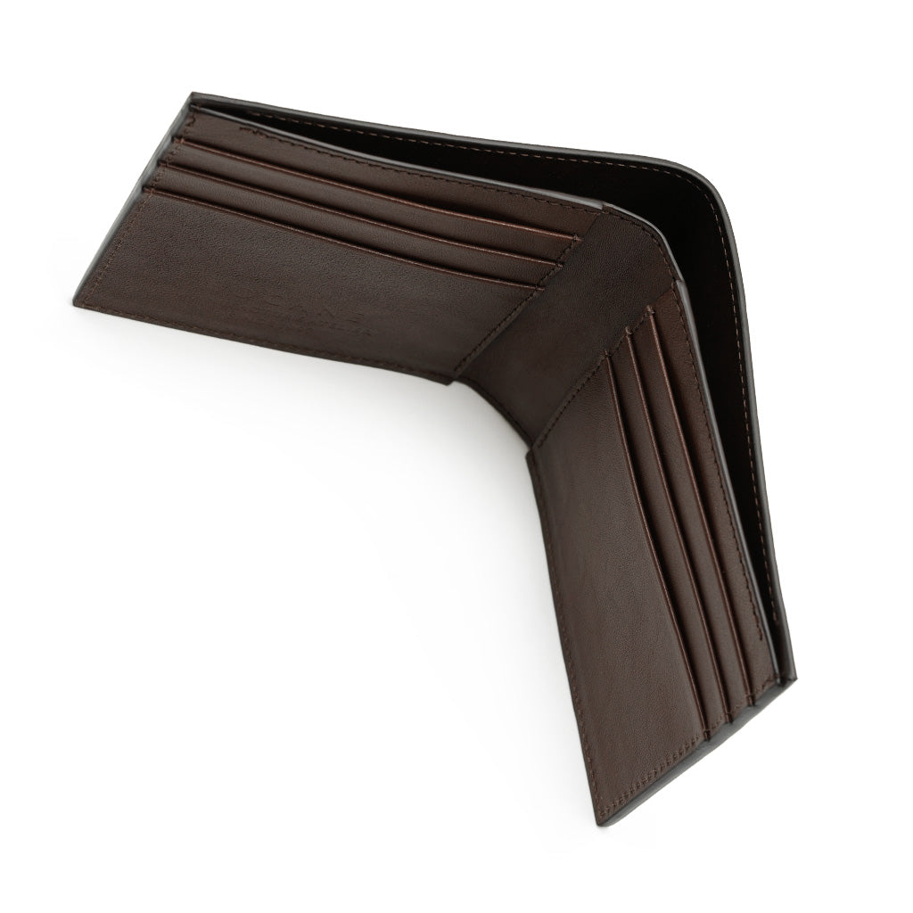 Portofel Slim din Piele cu Imprimeu Crocodil, Cafeniu Mat