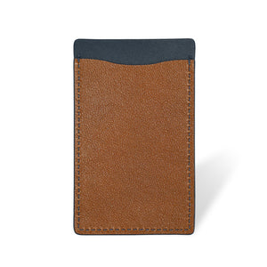 Portcard Hublot din Piele Full Grain, Albastru-Navy si Cognac