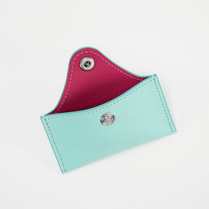 Portcard Envelope din Piele Full-Grain Albastru Aqua