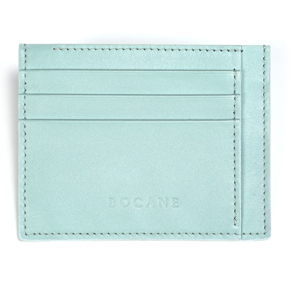 Portcard din Piele Full Grain, Albastru Aqua