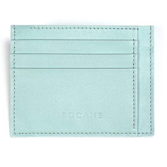 Portcard din Piele Full Grain, Albastru Aqua