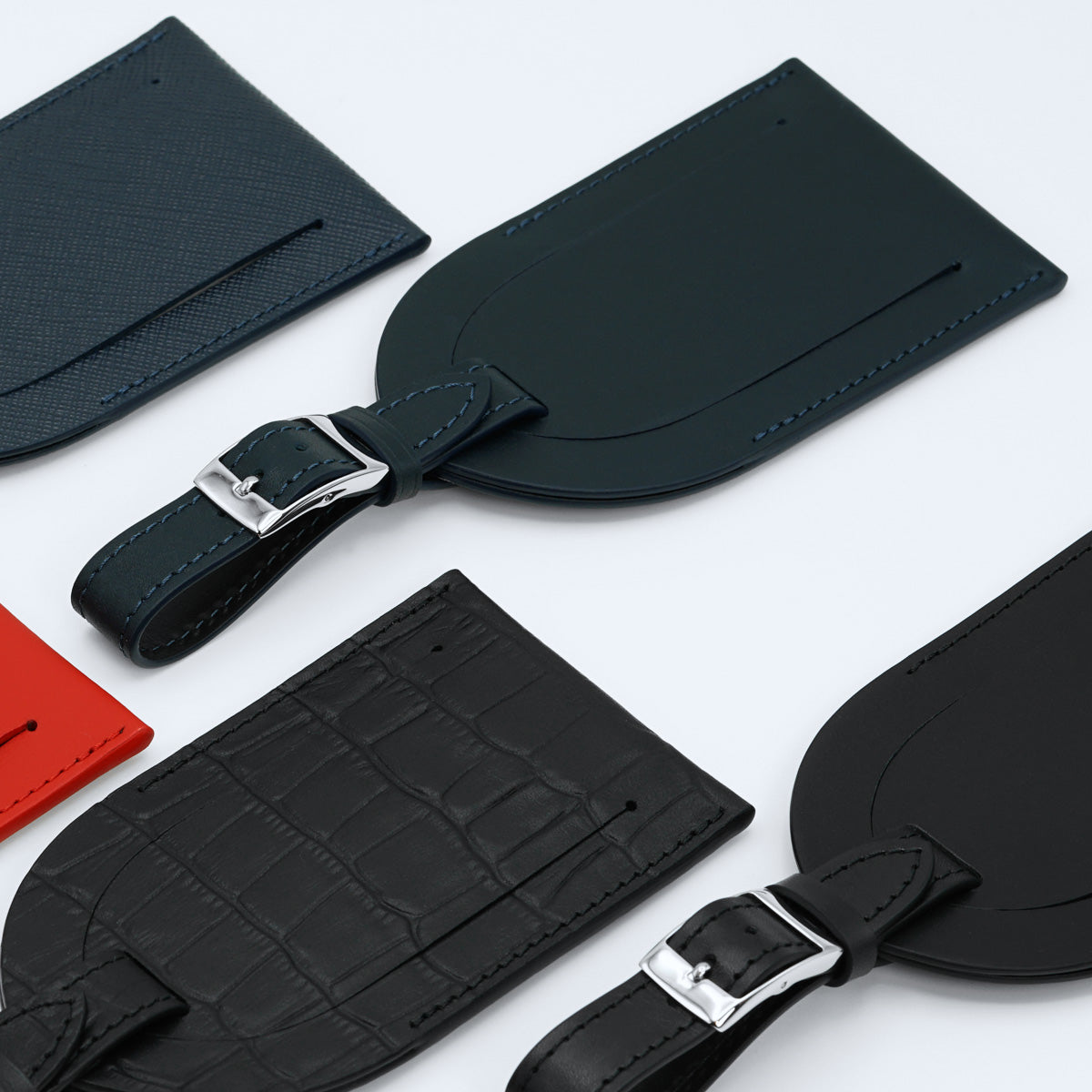 Tag Eticheta pentru Bagaje din Piele Full-Grain Albastru-Navy