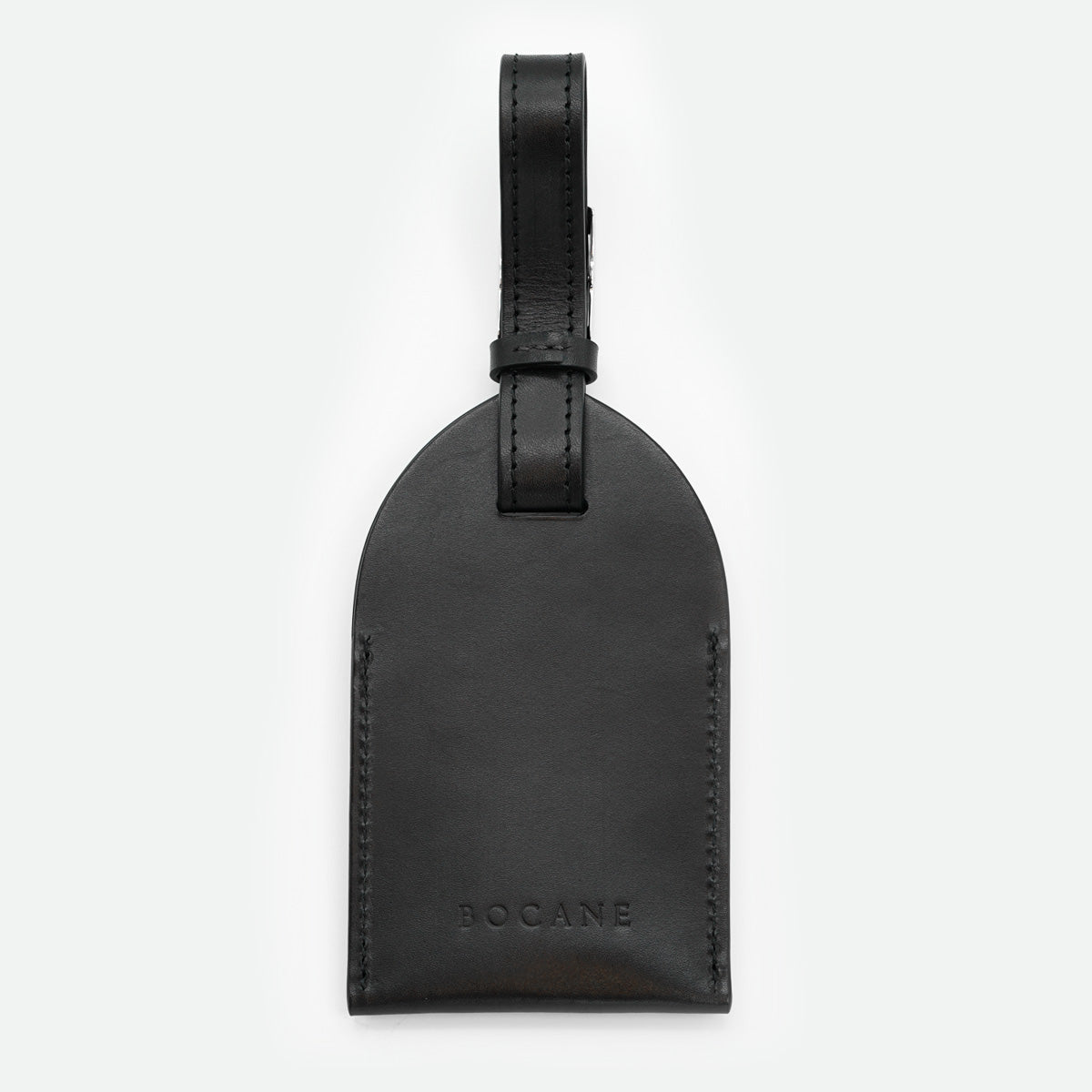 Tag Eticheta pentru Bagaje din Piele Full-Grain Neagra, Contrast Rosu