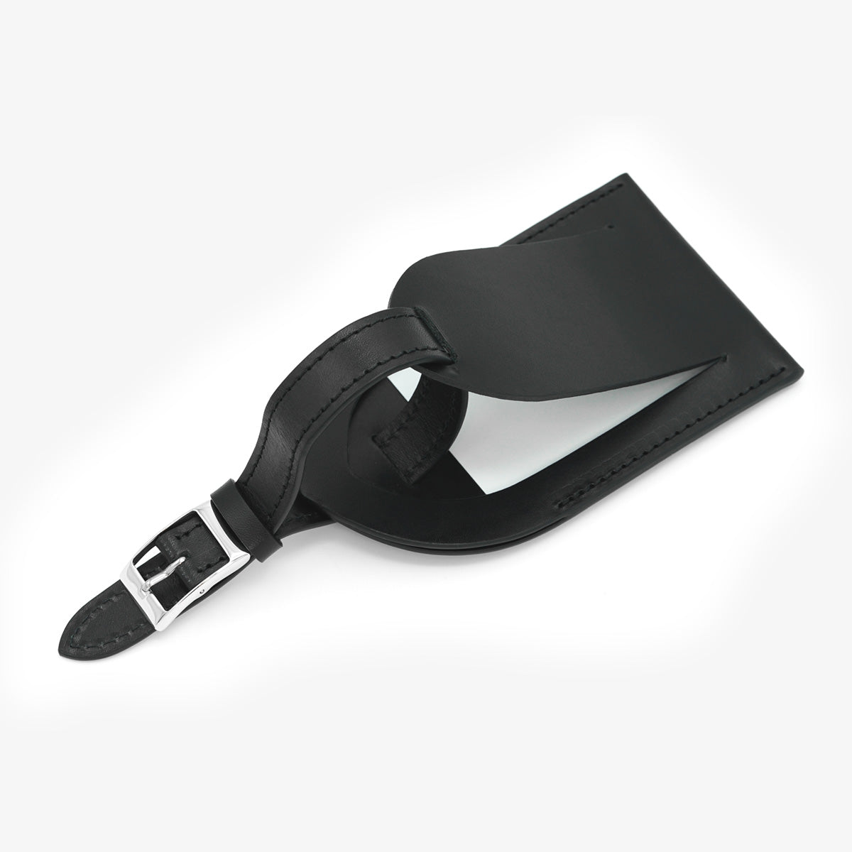 Tag Eticheta pentru Bagaje din Piele Full-Grain Neagra