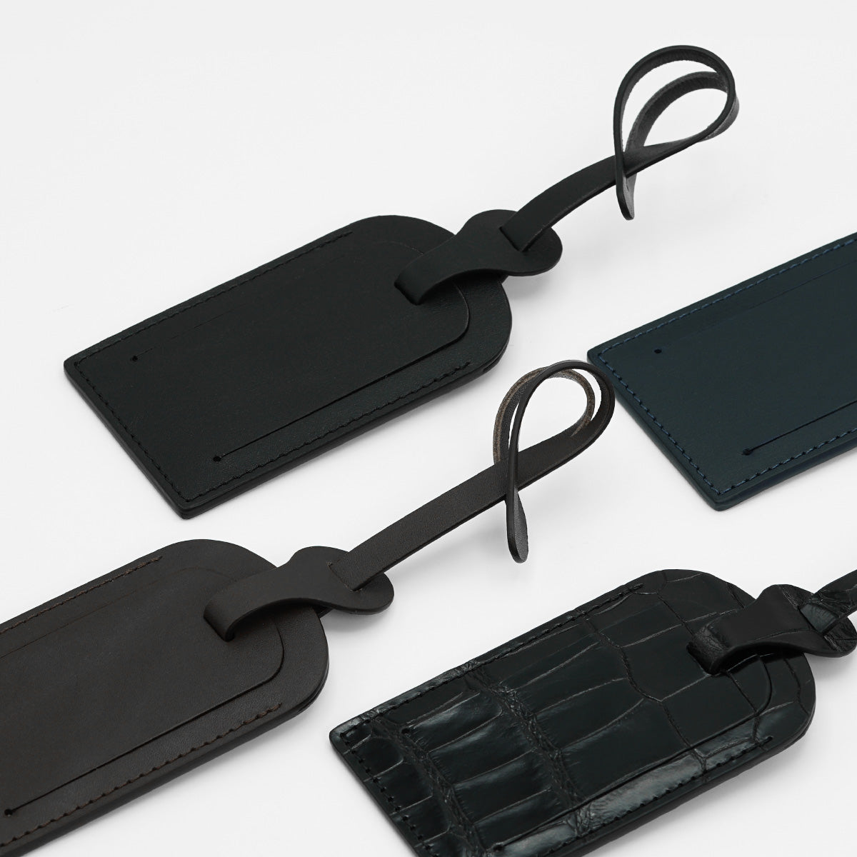 Eticheta pentru Bagaje din Piele Neagra, Full-Grain