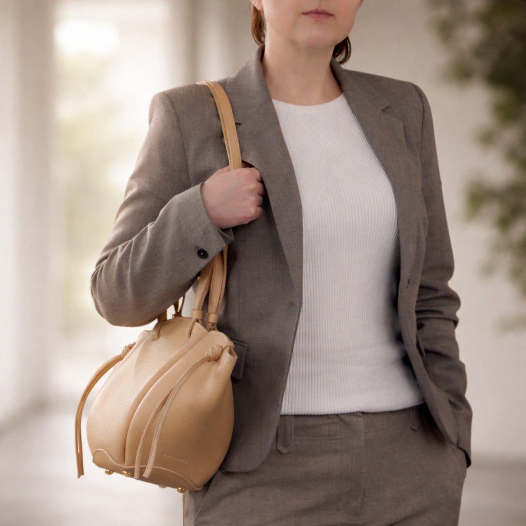 Geanta Voulez-Vous, Piele Texturata, Champagne