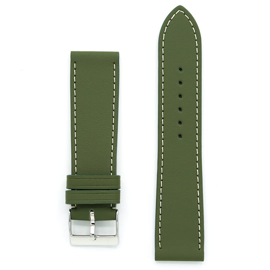 Curea de Ceas Colectia LeMans, Piele Verde Militar, Cusatura in Contrast