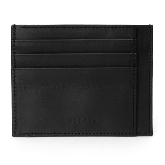 Port-Card din Piele Full-Grain, Negru Clasic