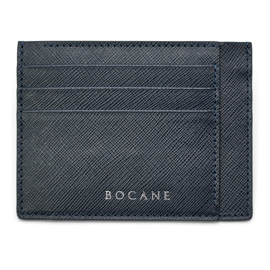 Portcard din Piele Saffiano, Albastru Navy